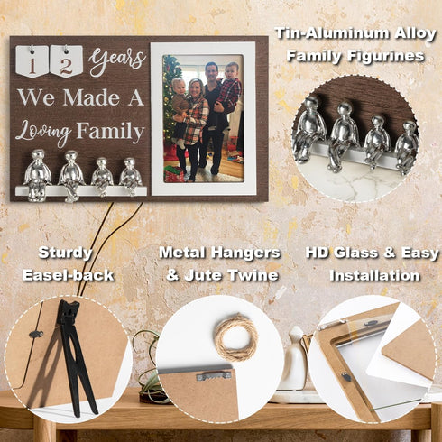 10 Year Tin Anniversary Personalized Anniversary for Couples Aluminum Family Tree Decor Picture Frame Keepsake